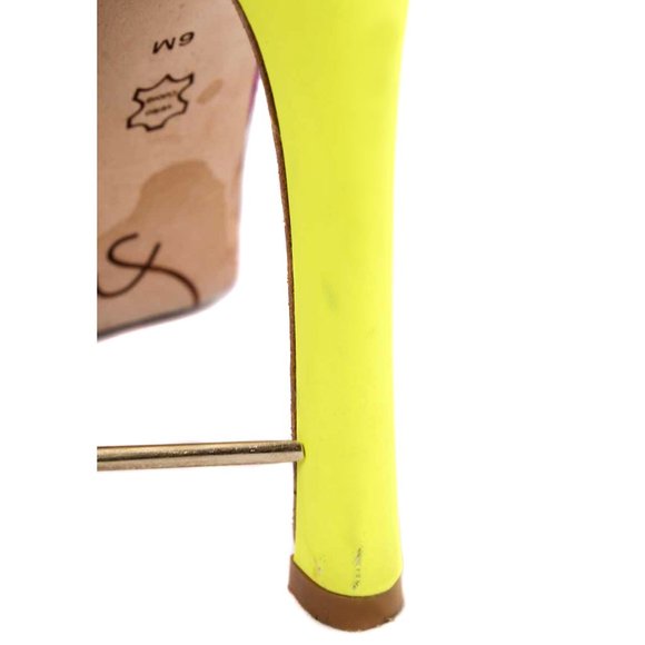 JOAN & DAVID Magenta & Chartreuse Green Textured Two-Tone Slingback Pumps Size 6 - Picture 8 of 8